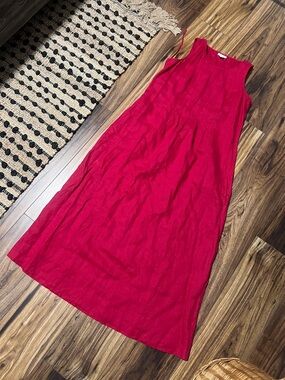 J. Jill Sleeveless Red Linen Maxi Dress